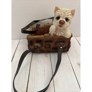 Three Hands Corp Terrier Dog Duffle Bag Purse Planter VGUC 8”x4”x4” CHARITY